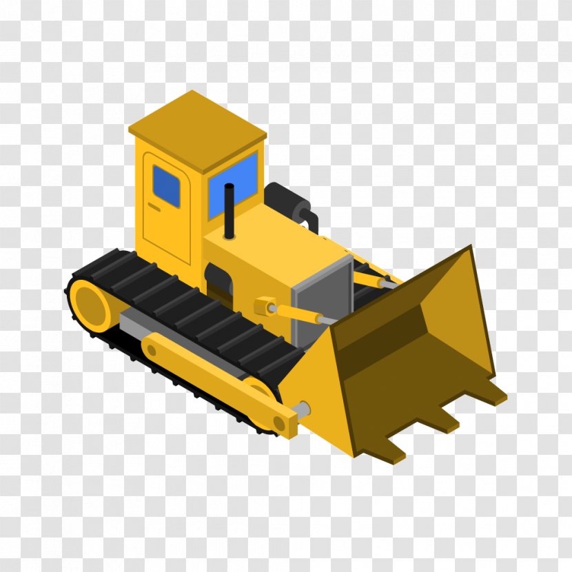 Bulldozer Heavy Equipment Architectural Engineering Excavator - Construction Worker - Yellow Cartoon Transparent PNG