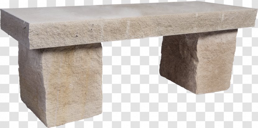 Indiana Limestone Rock Bench Table Transparent PNG