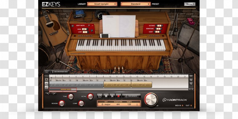 Upright Piano EZdrummer Software Synthesizer Keyboard - Frame Transparent PNG
