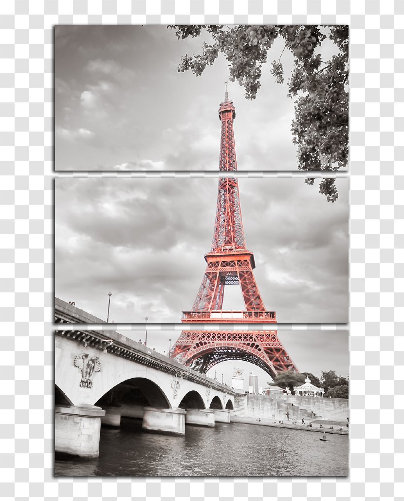 Eiffel Tower Canvas Print Art Black And White - Paris Transparent PNG