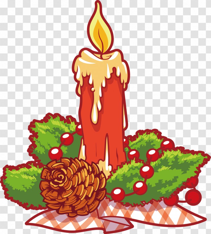 Christmas Tree Candle Clip Art - Ornament - Vector Cartoon Transparent PNG
