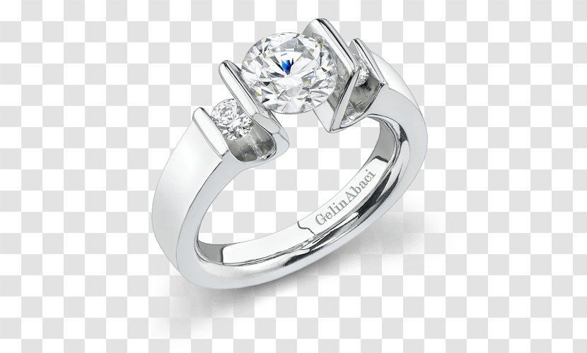 Engagement Ring Wedding Tension Diamond - Platinum - Simple Gold Settings Transparent PNG
