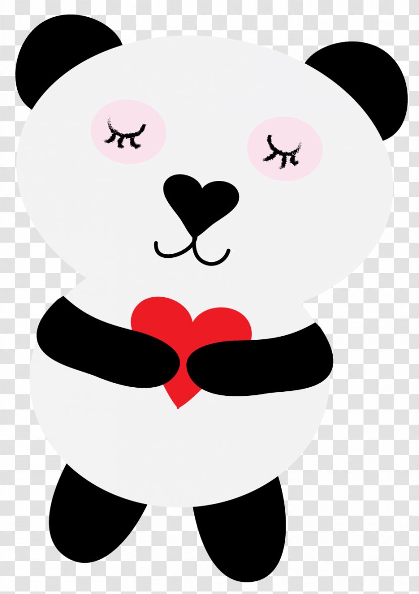 Giant Panda Bear Valentine's Day Drawing Clip Art - Frame Transparent PNG