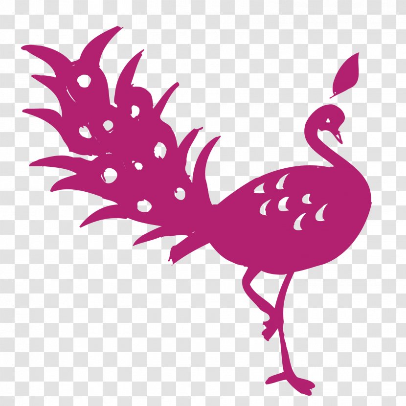 Rooster Cartoon Clip Art - Wing - Pink Peacock Transparent PNG