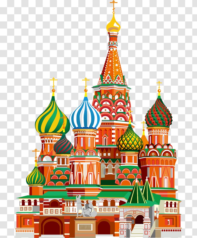 Moscow Kremlin Saint Basils Cathedral Red Square Landmark Illustration - Vector Building Transparent PNG