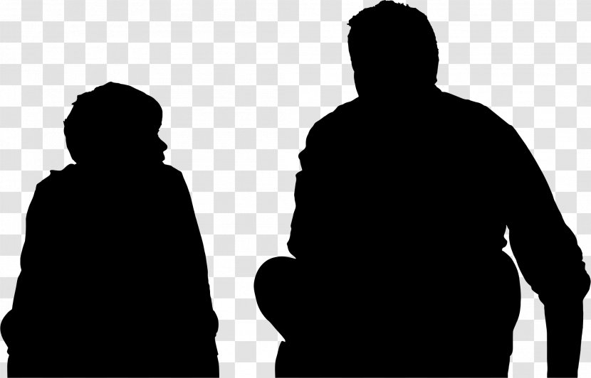 Father Son Child Clip Art - Black And White Transparent PNG