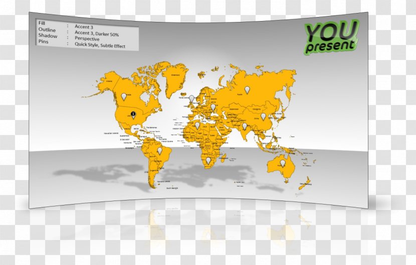 World Map Presentation Geography - Yellow Transparent PNG