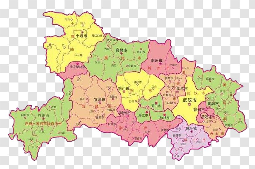 Wuchang District Yichang Enshi City Suizhou Gongan County - Qianjiang - Map Of Hubei Province Transparent PNG