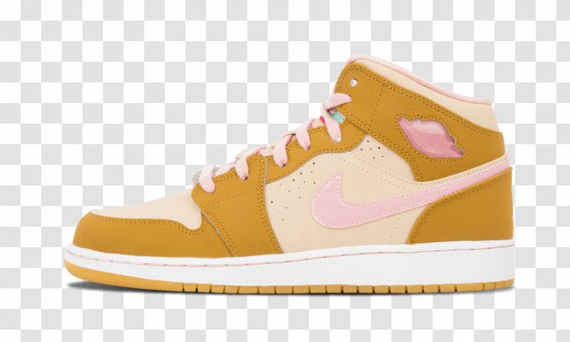 Sports Shoes Air Jordan 1 Mid BG 'Hare' 2015 Youth Sneakers In White - Orange - Size 5.5Nike Transparent PNG