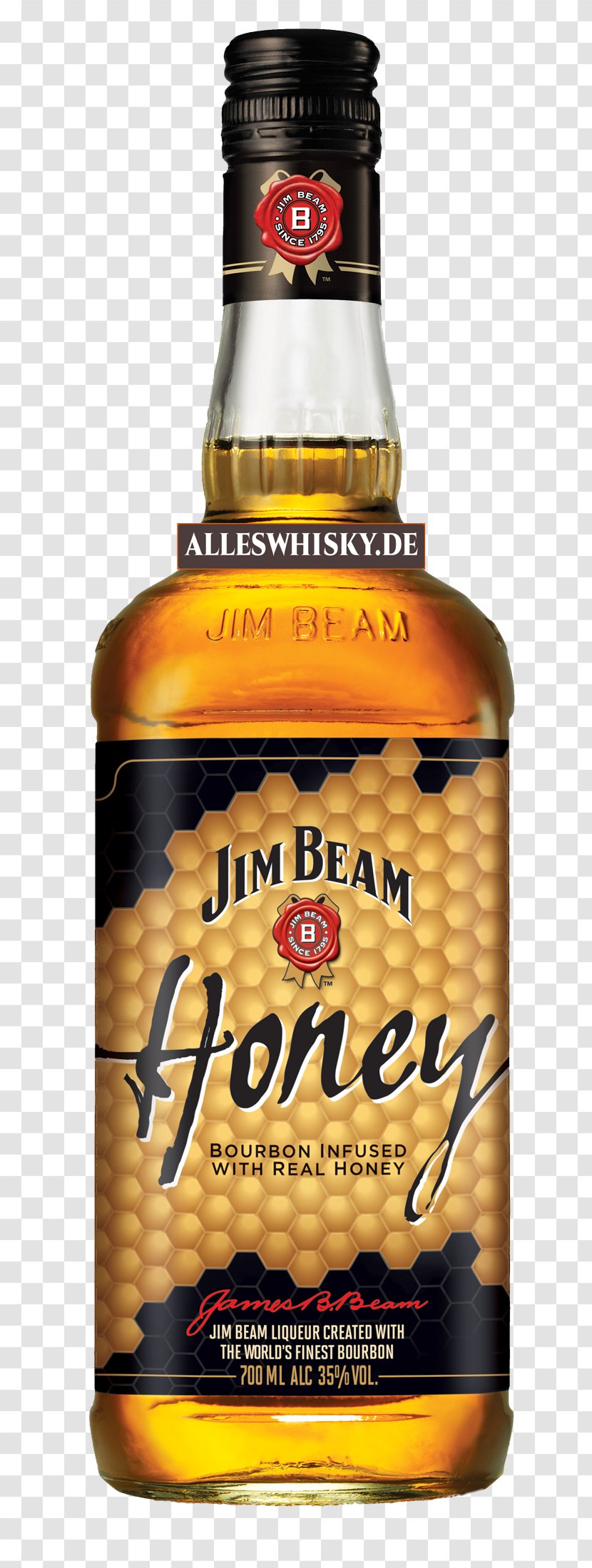 Bourbon Whiskey Liqueur Distilled Beverage Jim Beam - Glass Bottle - Honey Transparent PNG