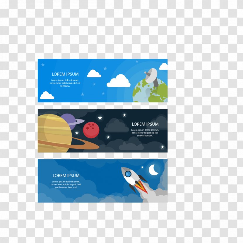 Flat Design Web Banner Advertising - Outer Space - Vector Color Science Transparent PNG