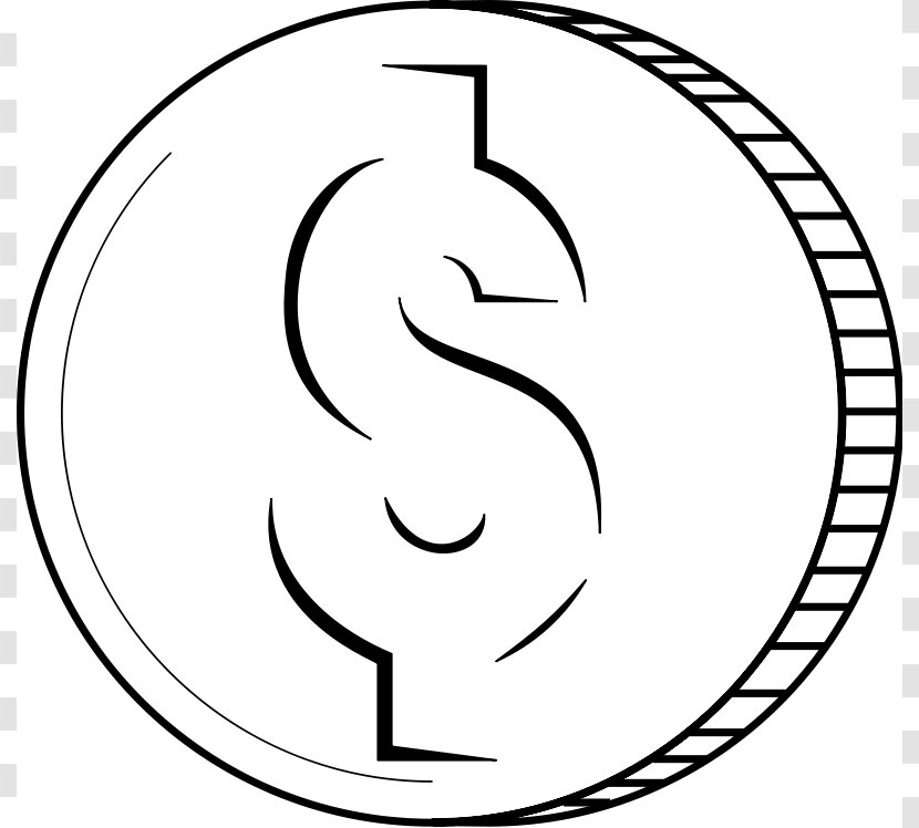 Coin Black And White Free Content Clip Art - Text - Pictures Of Money Transparent PNG