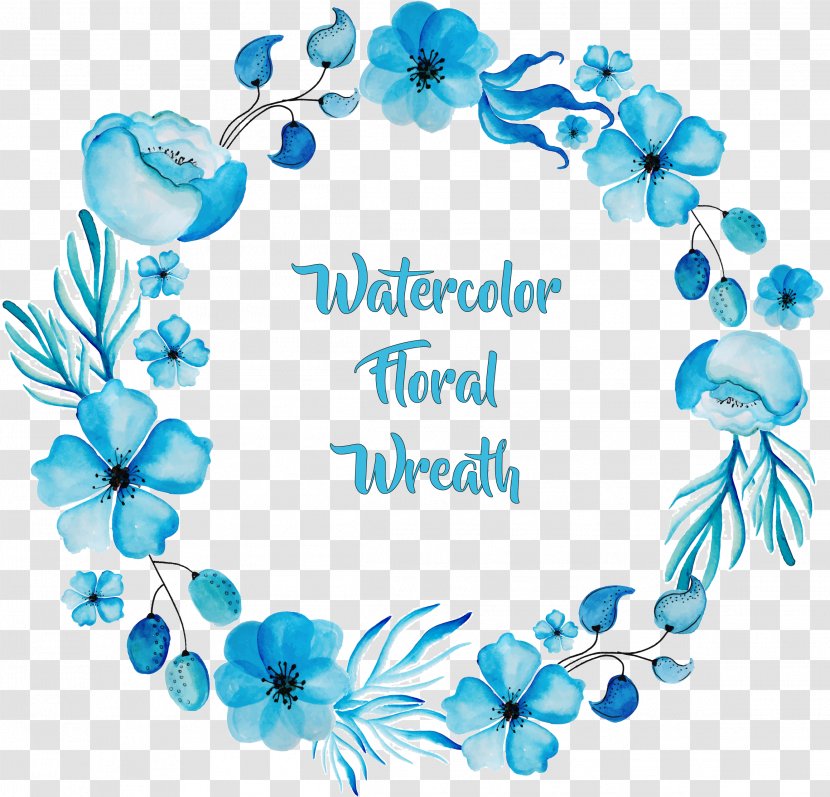 Watercolor Painting Flower Blue - Petal - Exquisite Wreath Transparent PNG