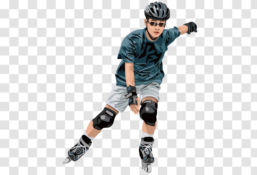 Roller Skating Ice Software - Inline - Skiing Guy With Knee Pads Transparent PNG