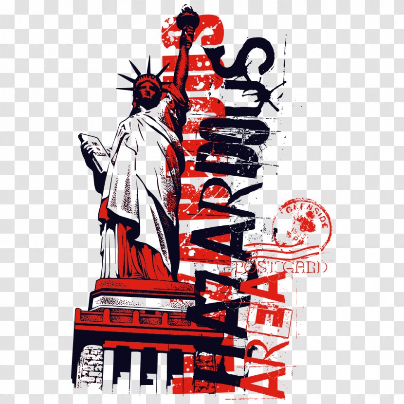Statue Of Liberty Printed T-shirt Clothing - Tshirt - Stamp Transparent PNG