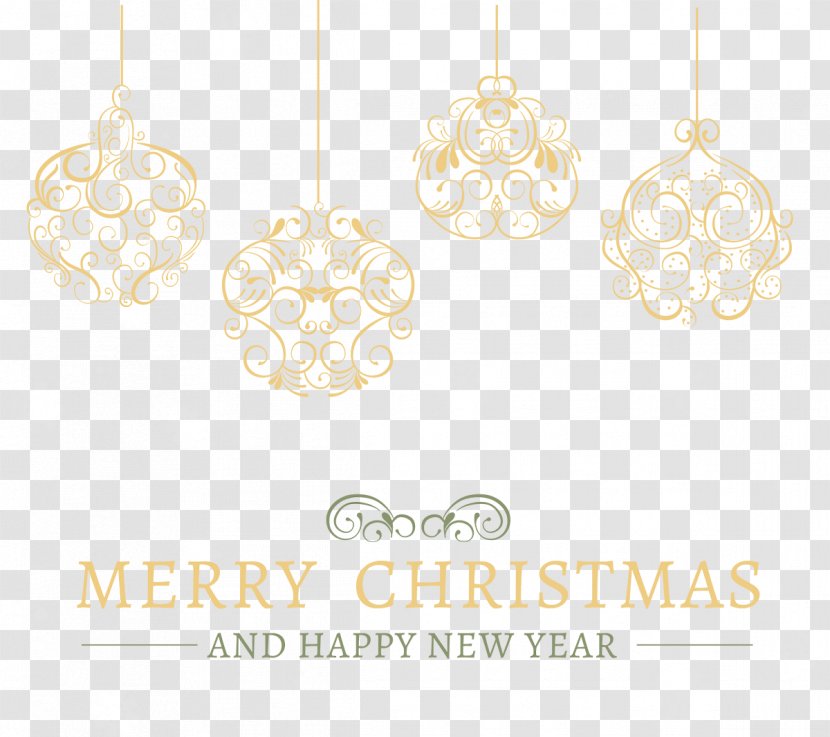 Material White Body Piercing Jewellery Pattern - Golden Christmas Decoration Vector Transparent PNG