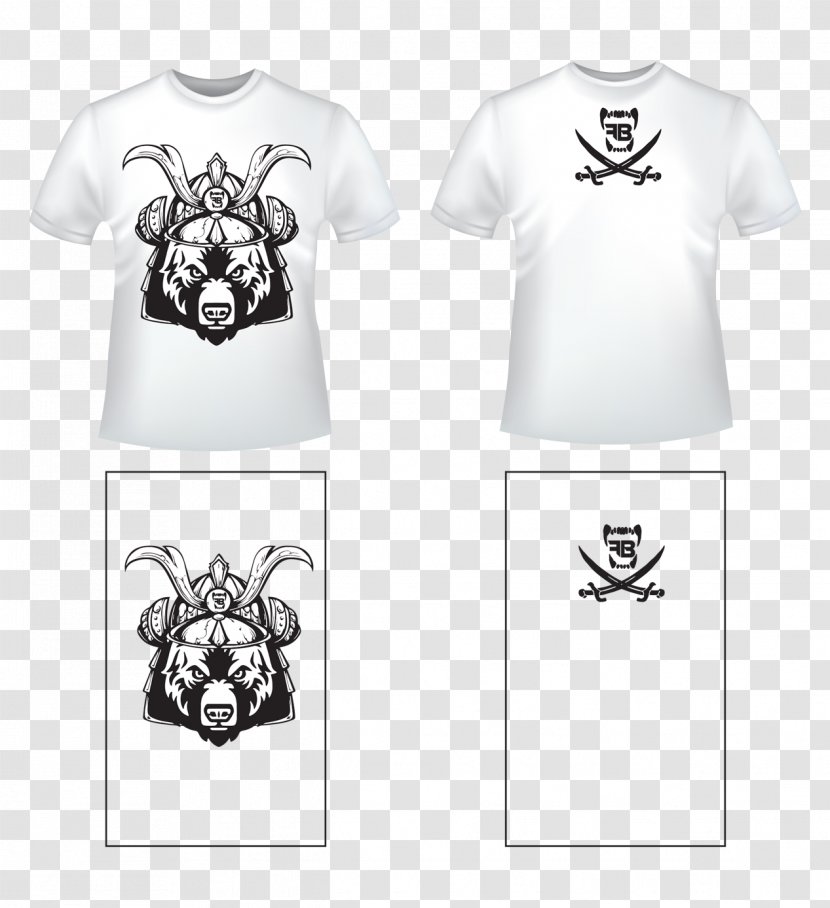 T-shirt Shoulder Logo Bear Font - Black And White - Gym Design Transparent PNG