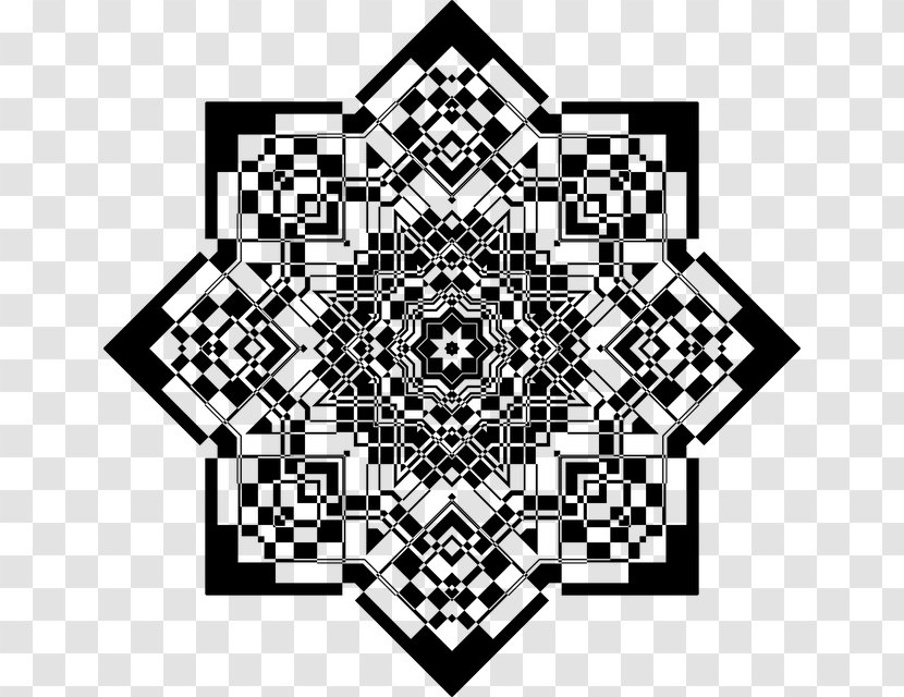 Black And White Geometry Art Fractal - Heart - Mandala Design Transparent PNG
