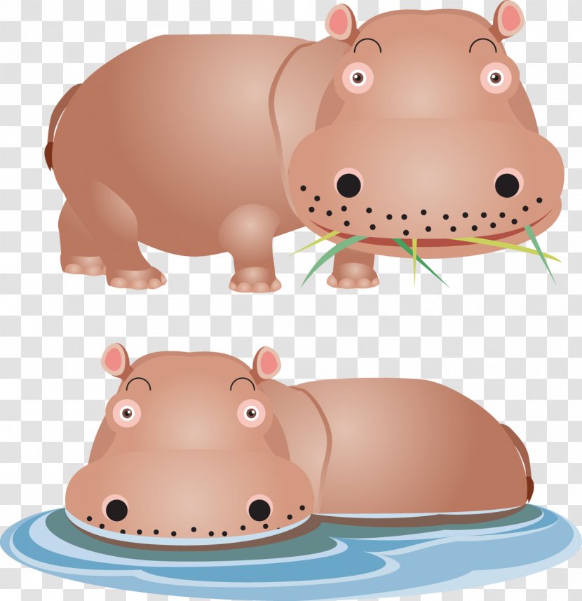 Hippopotamus Lion Giraffe Euclidean Vector - Pig - Cartoon Hippo Transparent PNG