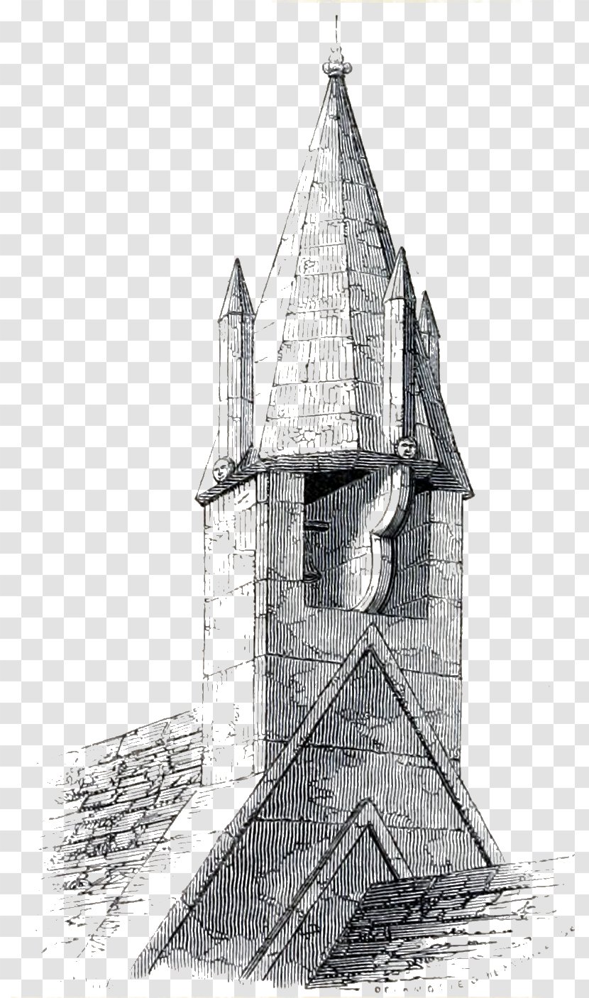 Drawing Steeple Chapel Facade Medieval Architecture - Turret - Archaeologist Transparent PNG