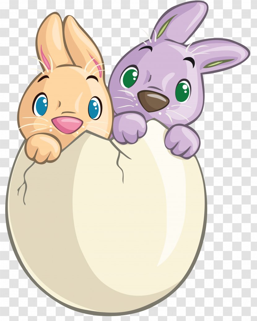 Easter Bunny Rabbit Egg Clip Art - Frame - Two Cute Bunnies In Clipart Transparent PNG