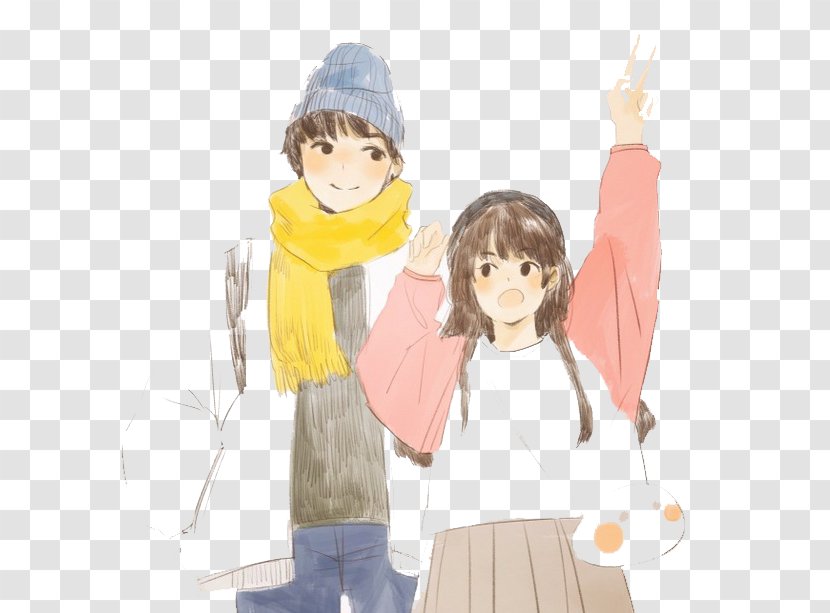 Cartoon Illustration - Flower - Hand Painted Couple Transparent PNG