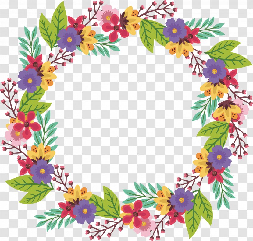 Floral Design Cut Flowers Pattern - Crown - Colorful Romantic Garlands Transparent PNG