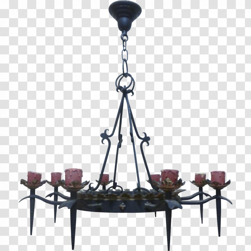 Light Fixture Iron Chandelier Lighting - Ruby Lane Transparent PNG