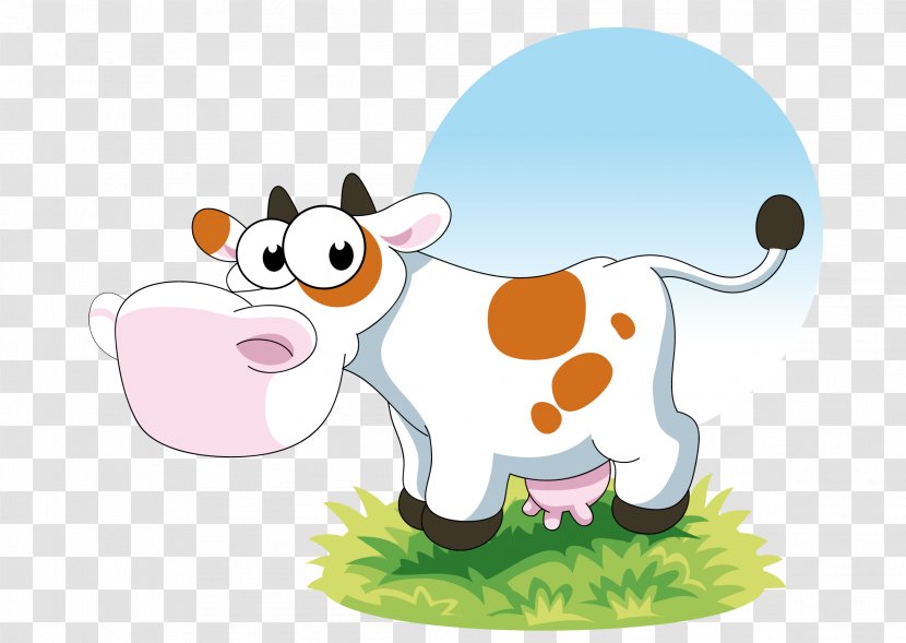 Cattle Cartoon Clip Art - Fictional Character - Cute Cow Vector Transparent PNG