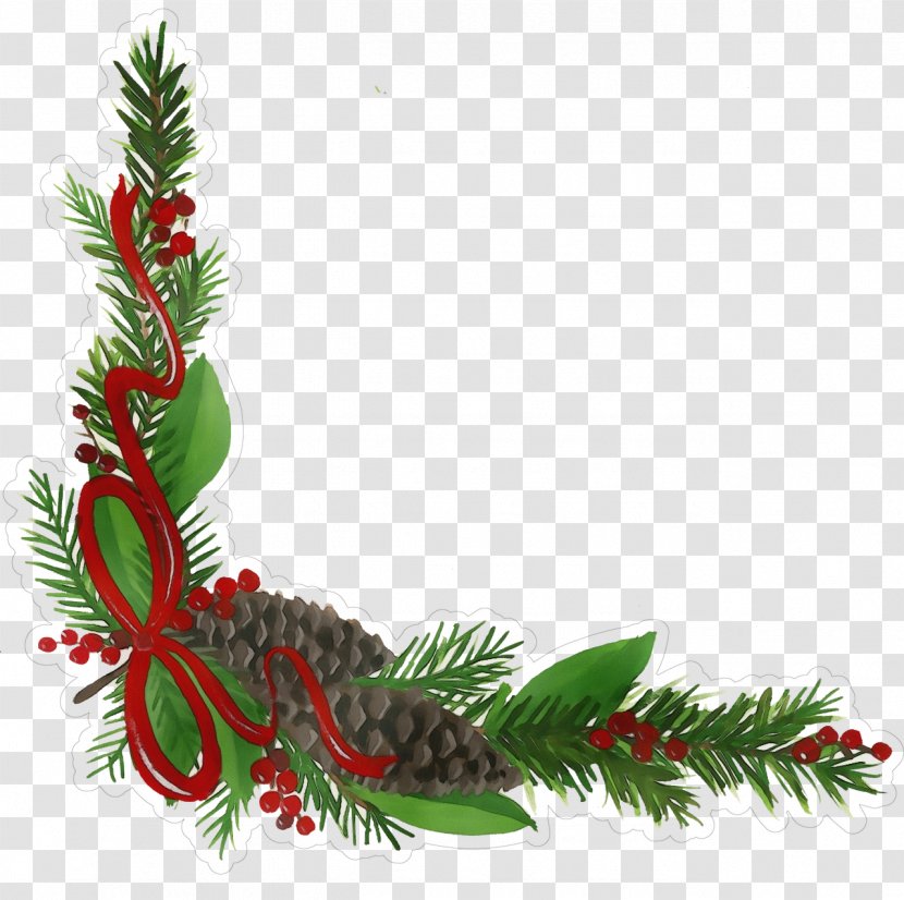 Red Christmas Ornament - Garland - Cypress Family Evergreen Transparent PNG