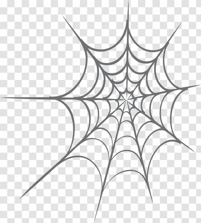 Spider Web Design Clip Art - Simple Black Transparent PNG
