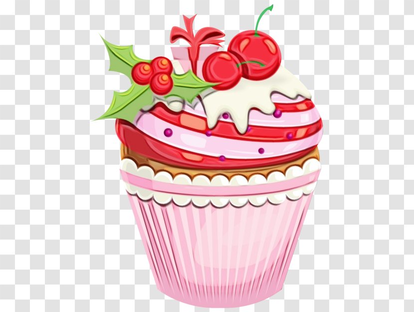 Baking Cup Pink Cupcake Food Cake - Buttercream Icing Transparent PNG