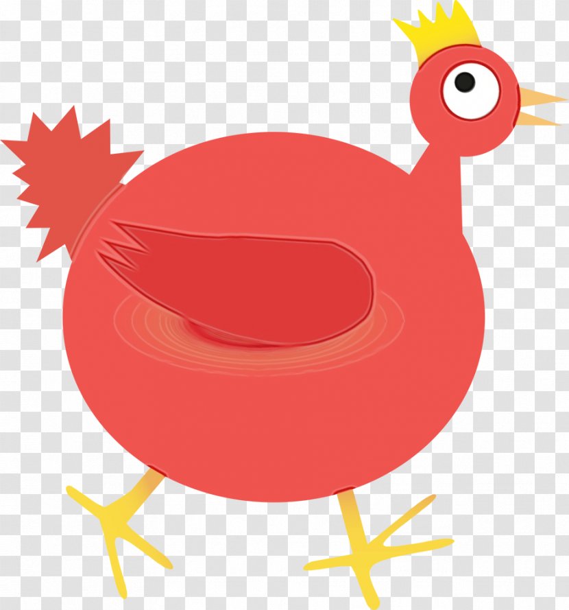 Chicken Red Pink Bird Rooster - Wet Ink - Beak Cartoon Transparent PNG