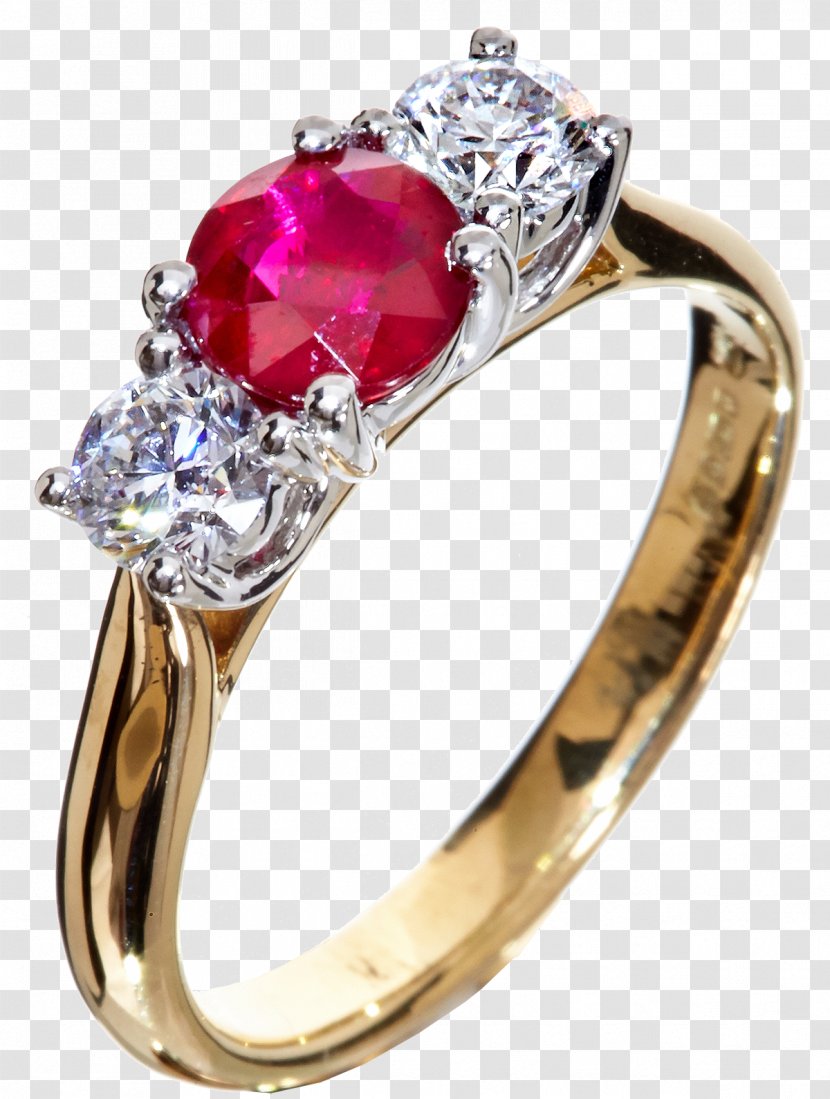 Art House Gallery Ruby Gold Diamond Wedding Ring - Platinum Transparent PNG