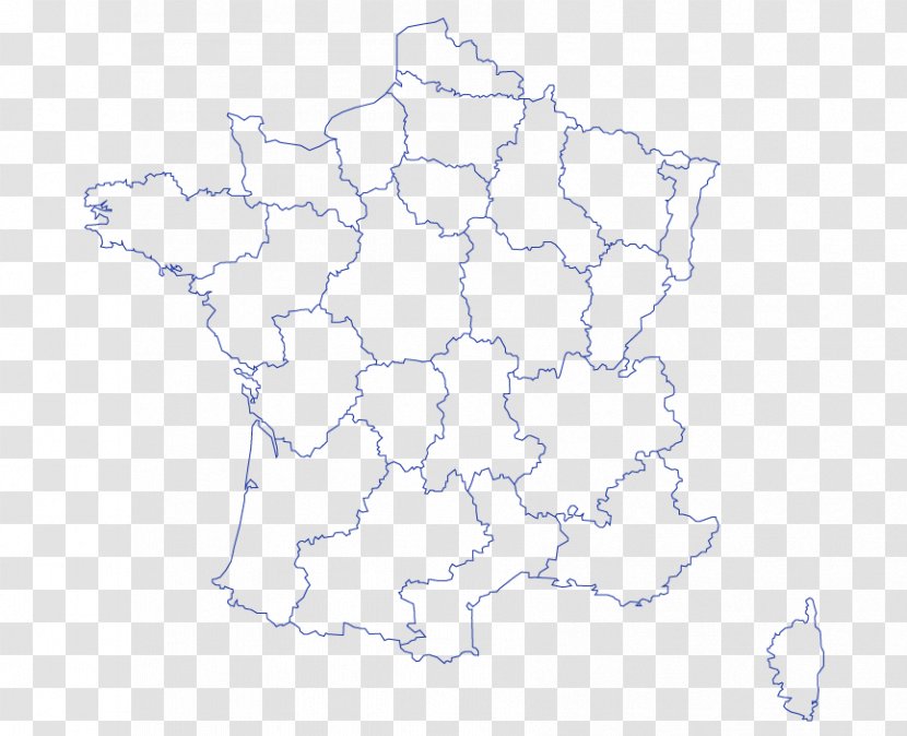 Blank Map Regions Of France Metropolitan World - Contour Transparent PNG