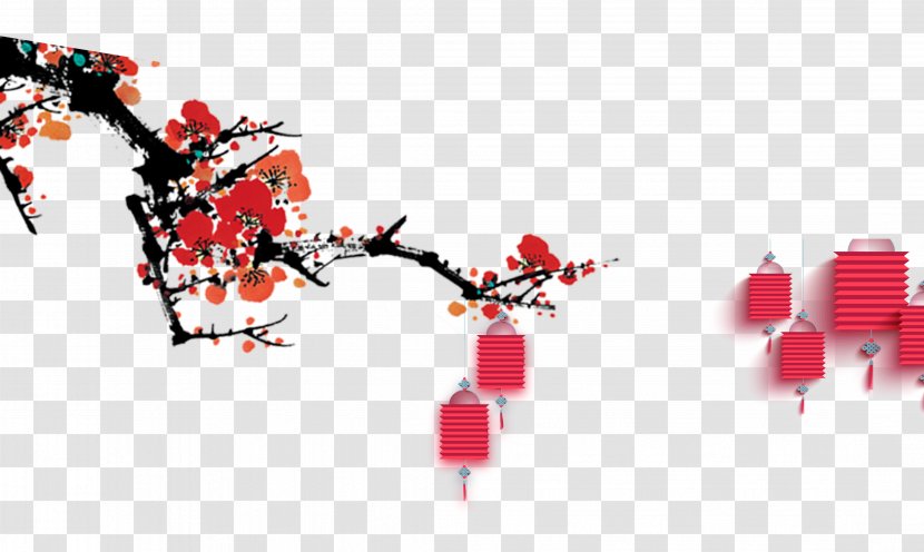 Lantern Chinese New Year Lunar Plum Blossom - Technology - Year,Plum Flower,lantern,Chinese Transparent PNG
