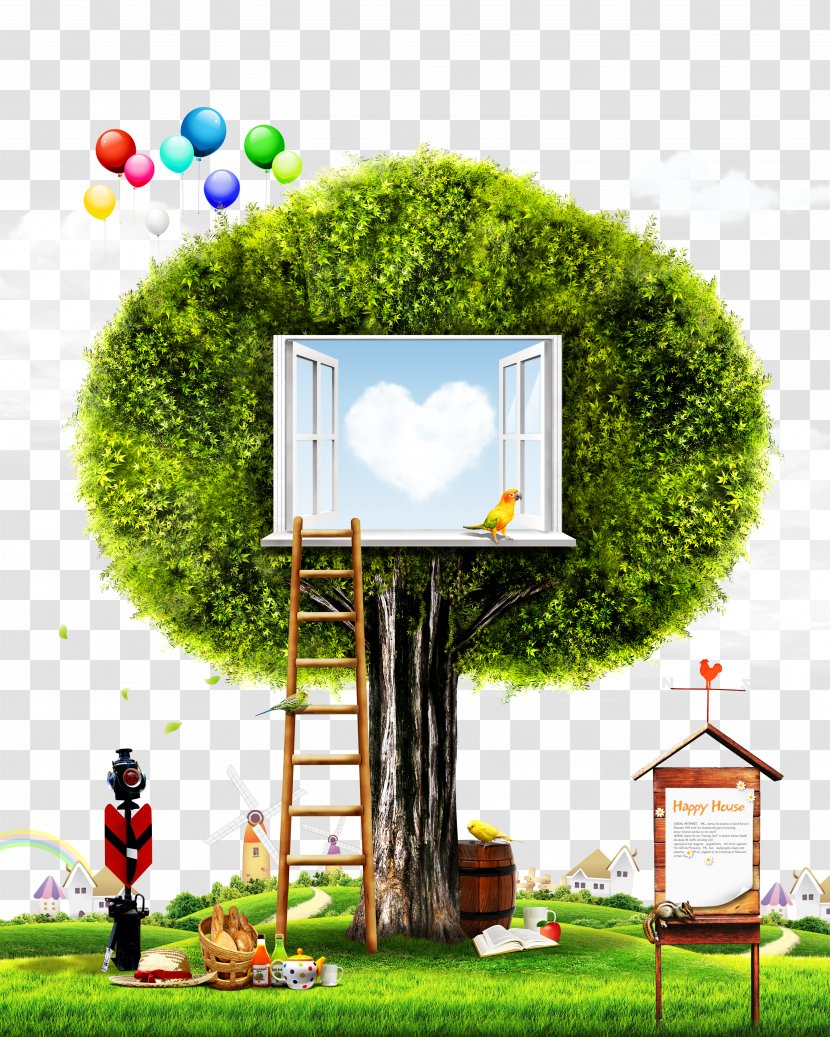 Window Illustration - Home - Environmental Creative Windows On The Tree Transparent PNG