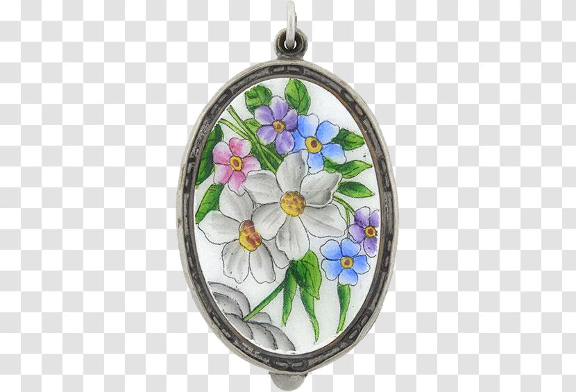 Locket Flower Jewellery Vitreous Enamel Floral Design - Necklace - Jewelry Transparent PNG
