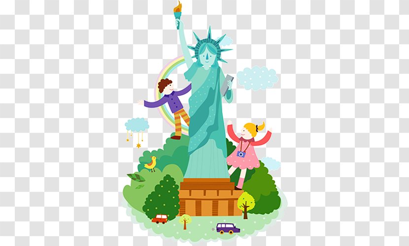 Statue Of Liberty Cartoon Illustration - Grass Transparent PNG