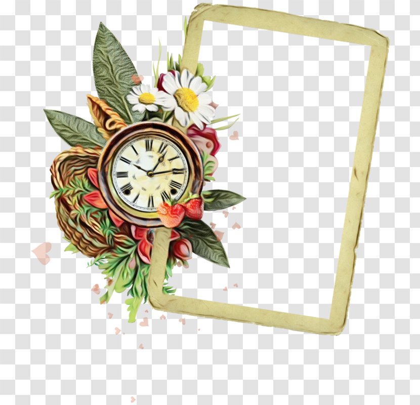 Watercolor Flowers Frame - Picture - Analog Watch Interior Design Transparent PNG