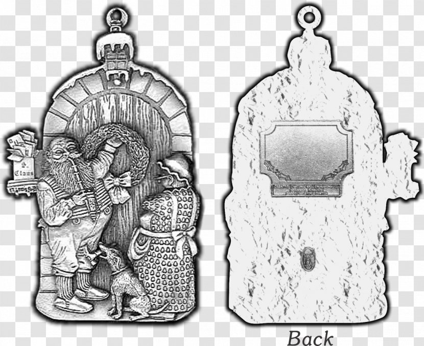 Christmas Ornament Santa Claus Medal Tradition - Line Art Transparent PNG