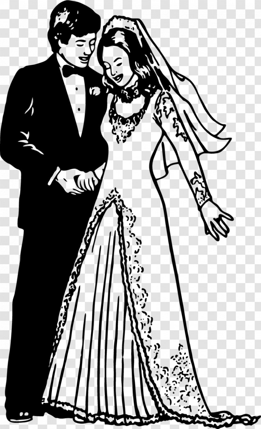 Line Art Bride Wedding - Watercolor - Dress Transparent PNG