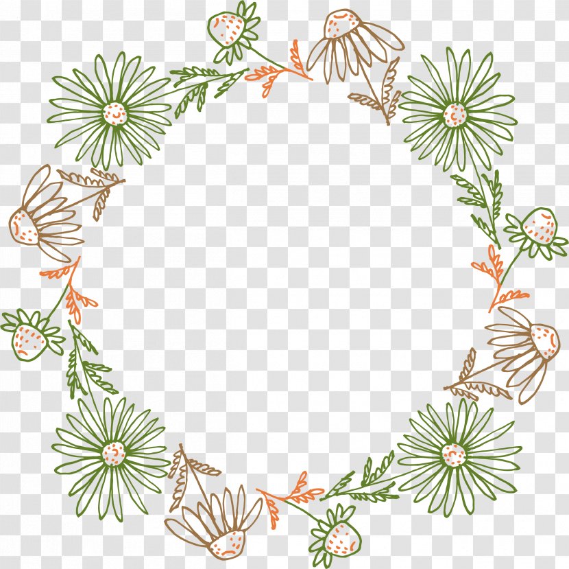 Petal Leaf - Border - Hand Painted Green Leaves, Flowers Transparent PNG