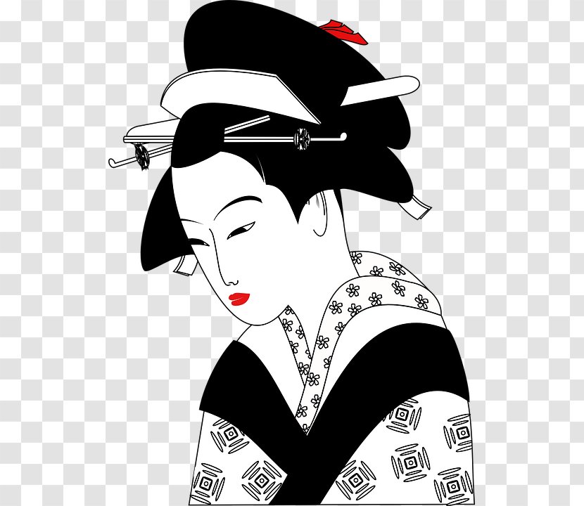 China Geisha Clip Art - Monochrome Photography - Japanese Kimono Woman Transparent PNG