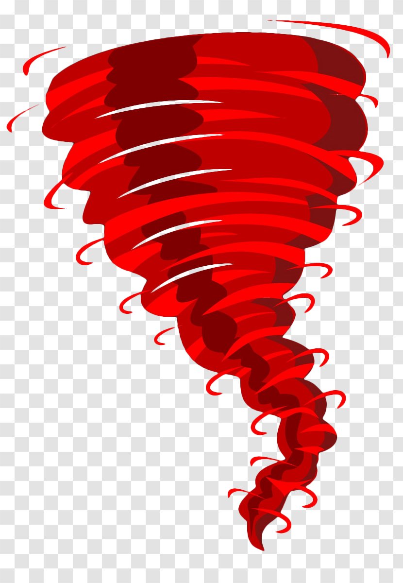Tornado Clip Art - Silhouette - Hand Painted Red Hurricane Transparent PNG