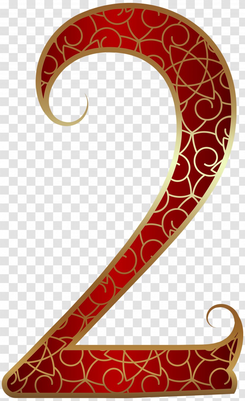 Clip Art - Motif - Gold Red Number Two Image Transparent PNG