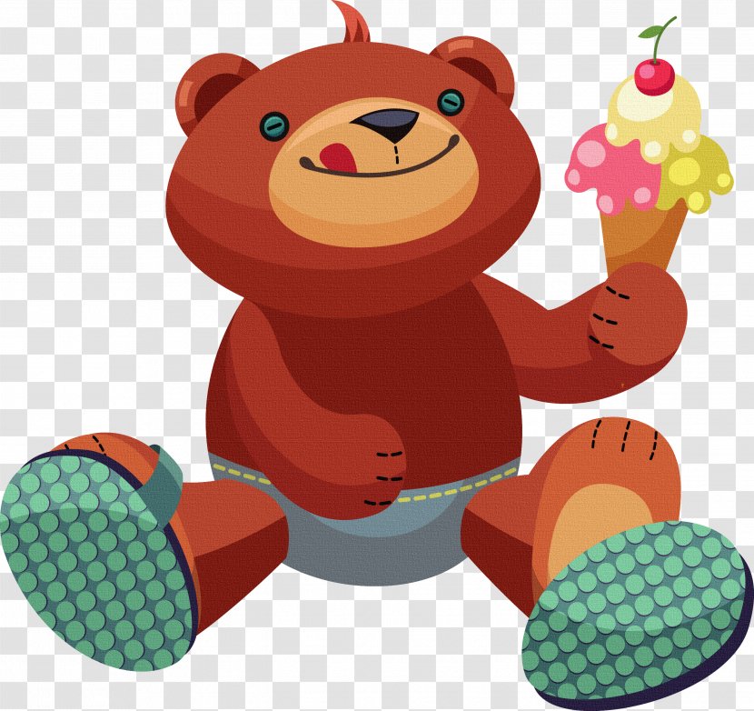 Bear Cartoon Illustration - Heart - Eating Ice Cream Transparent PNG