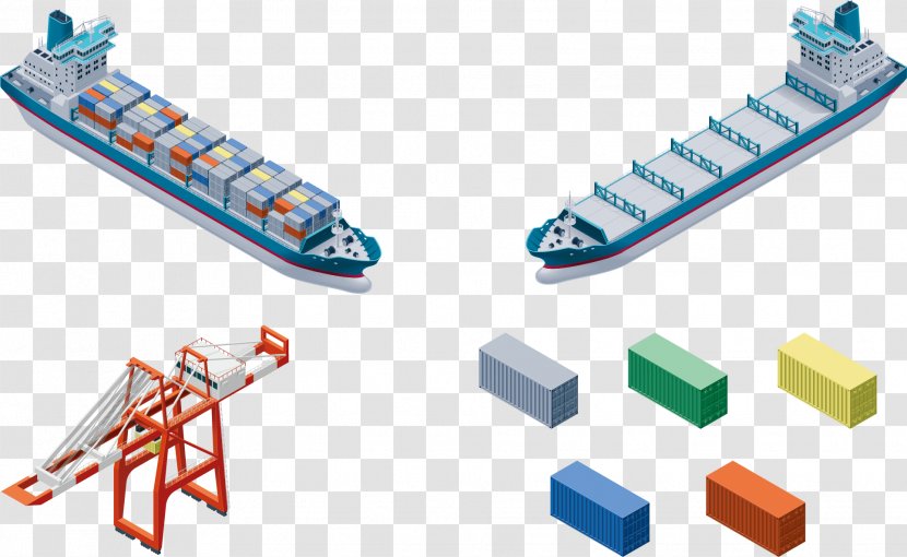 Intermodal Container Ship Port Cargo Crane - Vector Shipping Transparent PNG