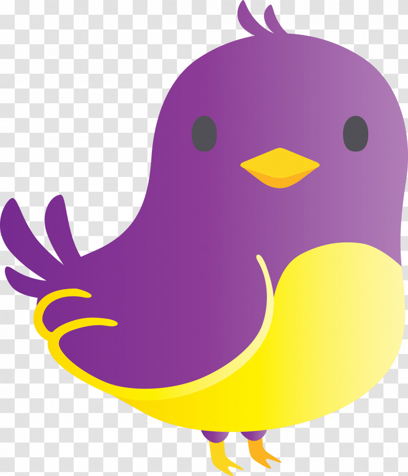 Violet Purple Cartoon Bird Yellow Transparent PNG
