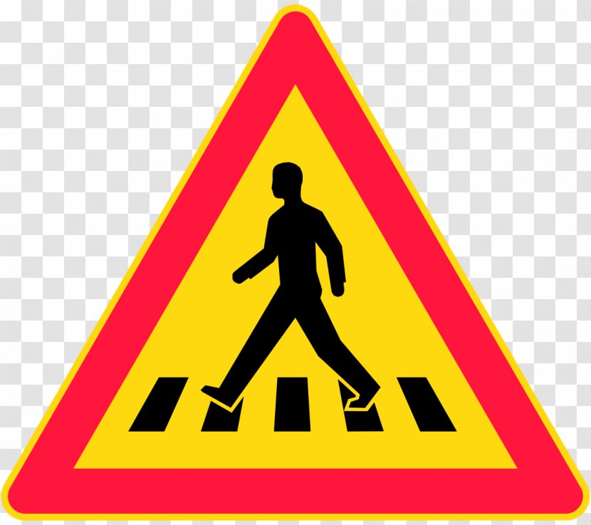 Traffic Sign Road Pedestrian Crossing Warning - Triangle - FINLAND Transparent PNG